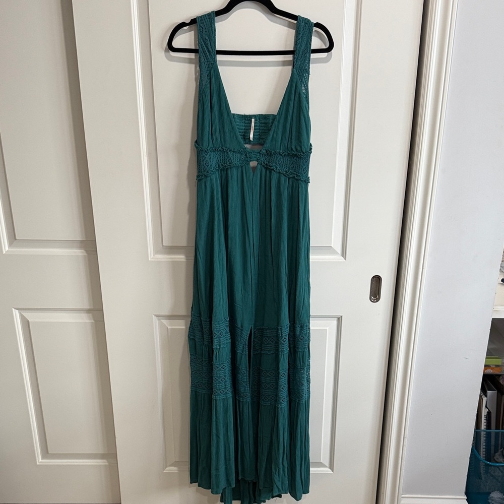 Free People Hadlee Maxi Dress in Bayou (dark teal)